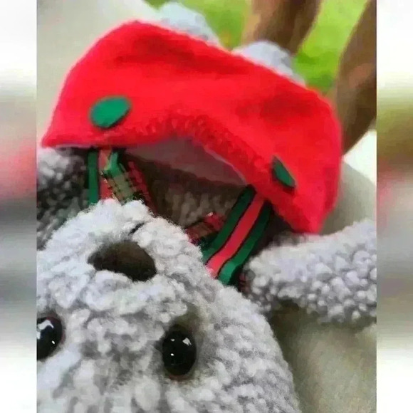 Santa’s Best Teddy Bear Christmas Stocking Hanging Plush Hand Puppet 15” Pouch - Picture 3 of 4